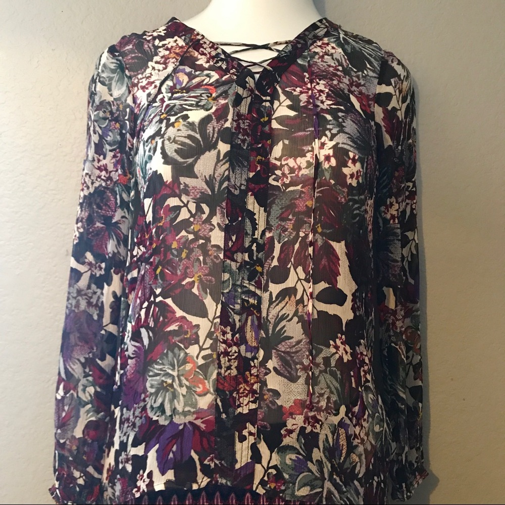 WOMENS' LONG SLEEVE FLORAL BLOUSE